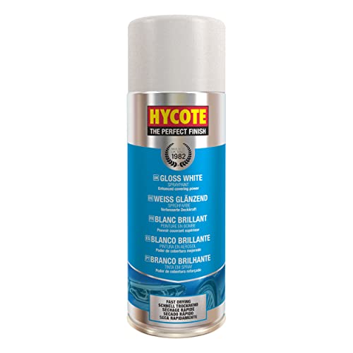 Hycote White Spray Paint, Gloss White, 13.5 Oz – Fast Drying, UV & Weather Resistant, Acrylic Formula for Superior Protection – For Automotive & DIY Use, 400ml - color: White (Gloss), size: 13.5 Ounce (Pack of 1)