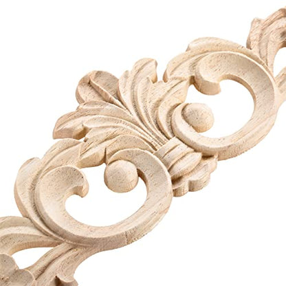 1Pc Wood Carved Appliques Long Wooden Carving Onlays Decals for Furniture - color: 1-Pack, size: 15.8 x 3.6 inches