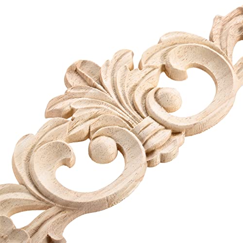 1Pc Wood Carved Appliques Long Wooden Carving Onlays Decals for Furniture - color: 1-Pack, size: 7.9 x 2 inches