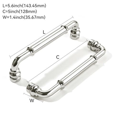 khtumeware 10 Pack Heavy Duty 5" Vibrant Polished Nickel Cabinet Pulls - color: Polished Nickel, size: 5"(128mm) Hole Center