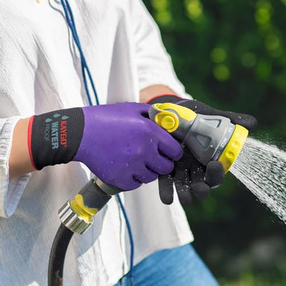 KAYGO Waterproof Work Gloves, Non-Slip Double Latex Coated, KG150 - color: Purple, size: X-Small