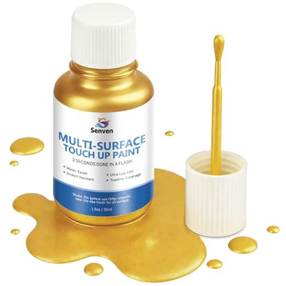 Liquid Gold Leaf Paint Multi Surface Rich Gold Paint for Metal, Wood, Plastic, Canvas, Appliance, Furniture Scratch Repair & Art Handcrafts 30ml/1.5oz Fast Drying Acrylic Metallic Finish - size: 1.5 Fl Oz (Pack of 1)