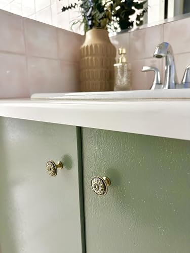 trust4care 4-Pack Antique Brass Kitchen Cabinet Knobs Vintage Drawer Pulls