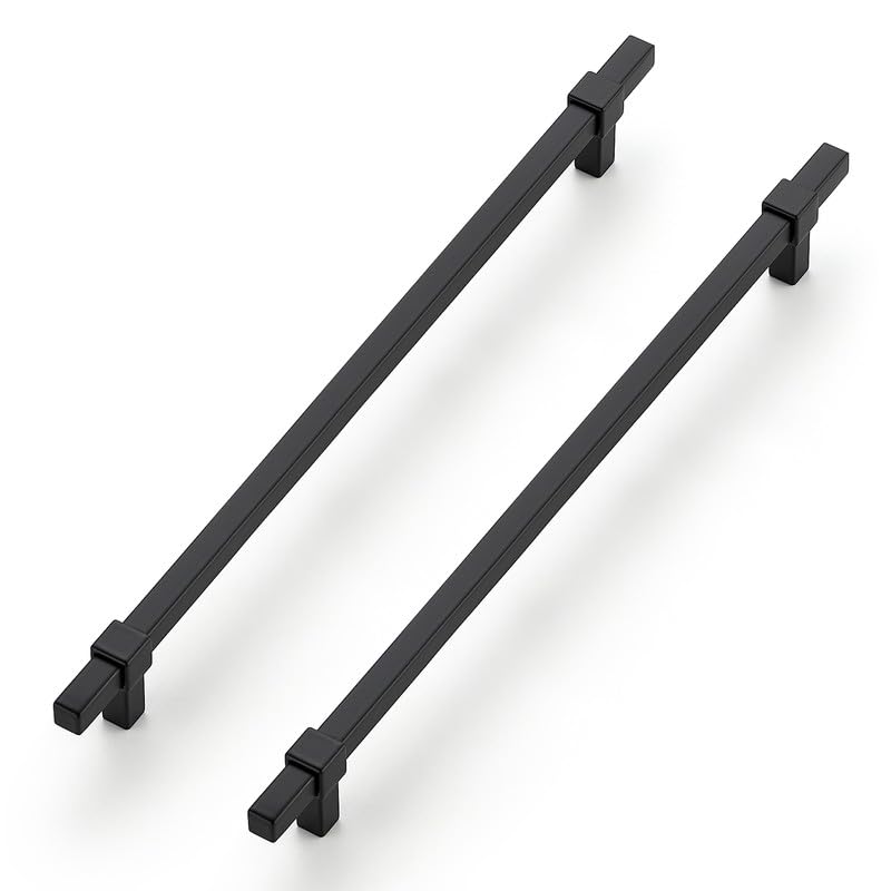 15 Pack Black Cabinet Handles, 10" Hole Center Kitchen Drawer Pulls - color: Black, size: 10 Inch Hole Center