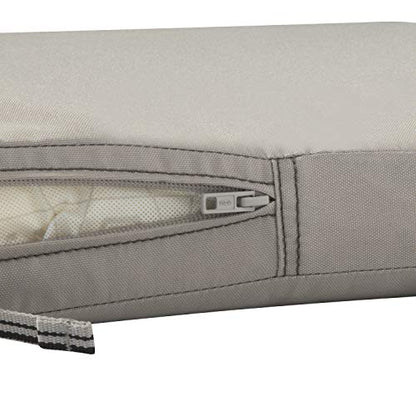 Classic Accessories Ravenna Water-Resistant 17 x 15 x 2 Inch Patio Seat Cushion, Mushroom, Chair Seat Cushion - color: Mushroom, size: 17"W x 15"D x 2"Thick