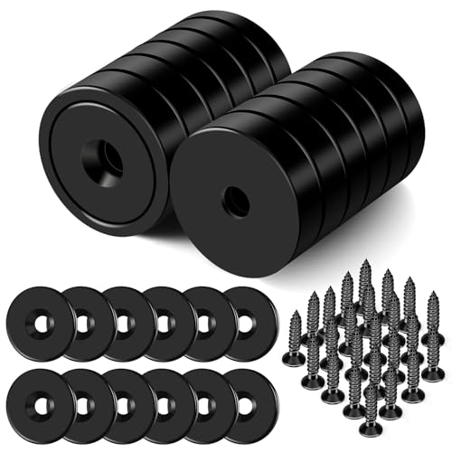 LOVIMAG Strong Magnets Heavy Duty Screw On Neodymium 65LBS Magnet 12 Pack - color: Black, size: 0.98in