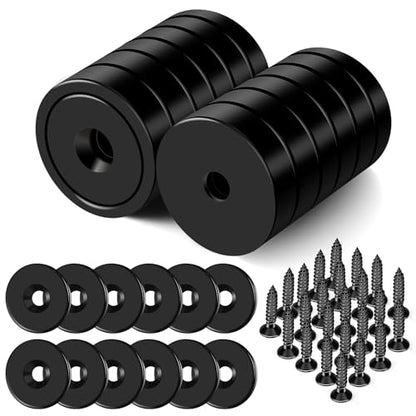 LOVIMAG Strong Magnets Heavy Duty Screw On Neodymium 65LBS Magnet 12 Pack - color: Black, size: 0.98in