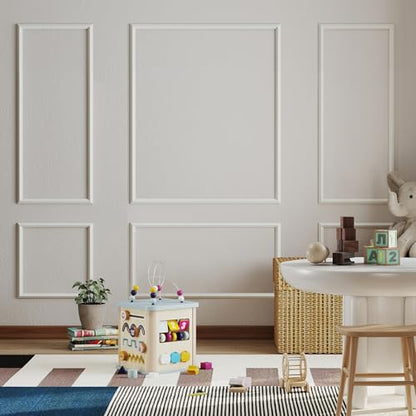 JBER Peel and Stick Wall Molding Kit, 6 Pre-Cut Wainscoting Panels - color: White-3 Pack-A, size: 78 x 24 in+78 x 48 in