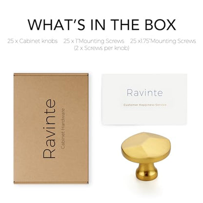 Ravinte Brushed Brass Round Cabinet Hardware Knobs,Zinc Knobs,25 Pack - color: Brushed Brass