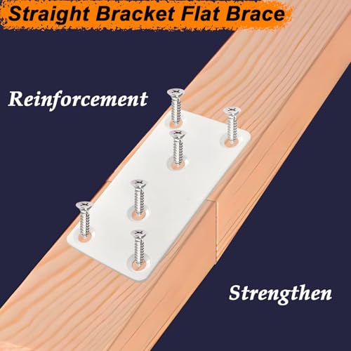 6 Pack White Mending Plates 3.94 x 1.93 x 0.08 inch Flat Brackets - size: 3.94 x 1.93 x 0.08 inch/100 x 49 x 2 mm