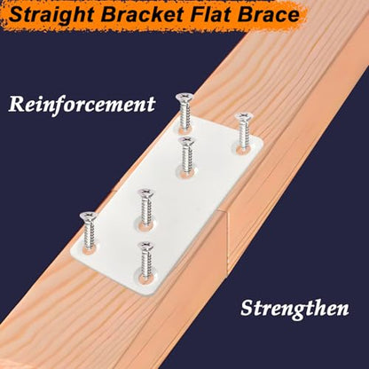 6 Pack White Mending Plates 3.94 x 1.93 x 0.08 inch Flat Brackets - size: 3.94 x 1.93 x 0.08 inch/100 x 49 x 2 mm