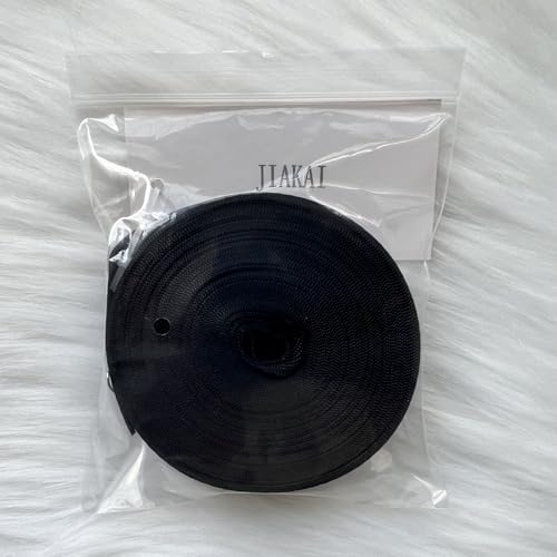 JIAKAI 1 Inch Wide 10 Yards Nylon Webbing Strap，Polypropylene Straps for Bags, Hammocks, Outdoor Climbing and DIY Making Luggage Strap, Pet Collar, Backpack Repairing（Black） - size: 1Inch
