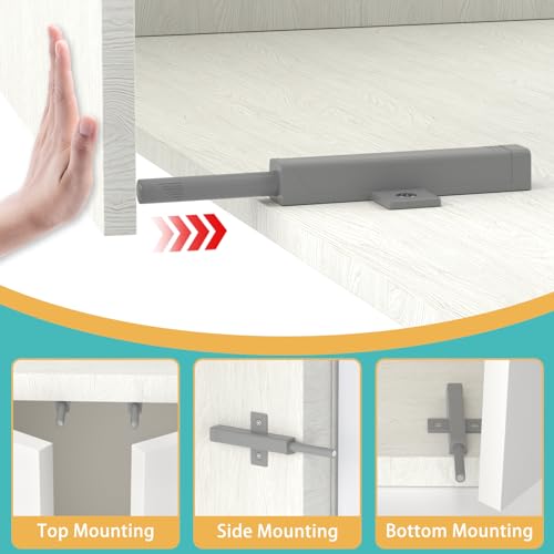 Jiayi Magnetic Push Latch, Heavy Duty Push to Open Cabinet Hardware, Strong Spring Touch Latch Push Close Door Opener for Large Drawer RV Closet, Push Magnet Release Latch Screw On (Gray, 4 Pack) - size: 4 Pack