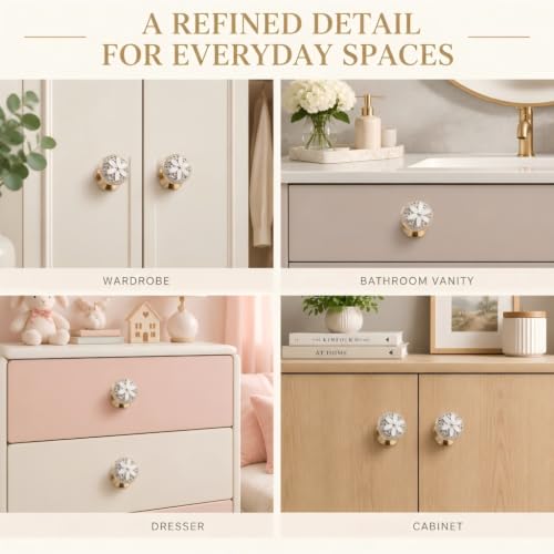 Wealrit 12 pcs Diameter 1.2 Inch Flower Shaped Cabinet Knobs