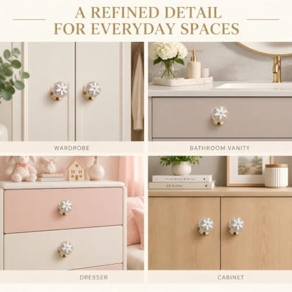 Wealrit 12 pcs Diameter 1.2 Inch Flower Shaped Cabinet Knobs