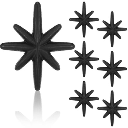 6 Set Unique Antique Black Cast Iron Drawer Pulls & Cabinet Knobs - color: Antique Black, size: 8-pointed Star