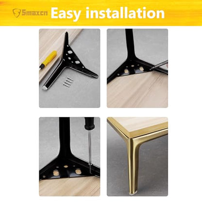 9.8 inch/25cm Shiny Gold Metal Furniture Legs Set of 4 - color: Shiny Gold, size: 9.8 inch