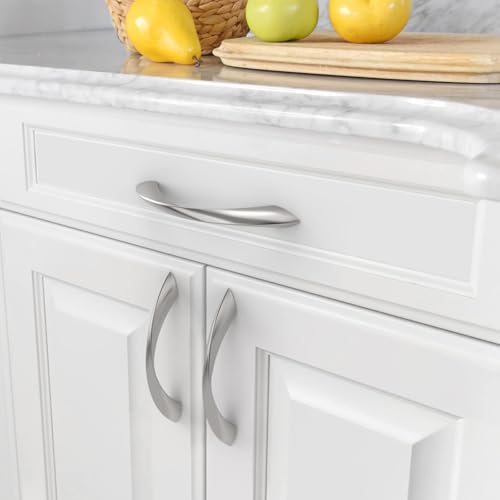 Amerdeco 10 Pack Brushed Satin Nickel Cabinet Pulls 3 Inch(76mm) Hole Center Cabinet Hardware Kitchen Cabinet Handles for Bathroom Drawer Pulls Dresser Pulls ZH0048 - color: Brushed Satin Nickel, size: 3"/76mm Hole Center