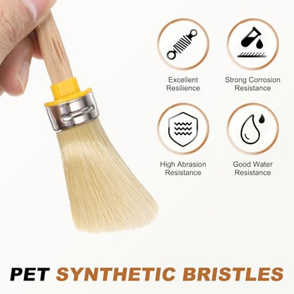 uxcell Wax Paint Brushes 2.1x0.8 Chalk Stencil Brush Oval PET Fiber Wood - size: 2.1 x 0.8 Inch