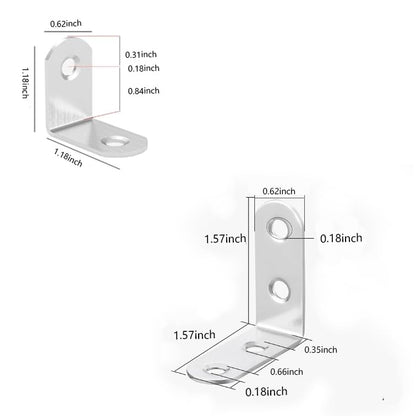 Stainless Steel Corner Brace, 20Pcs 90 Degree Right L-Shaped Metal Corner Connector Joint Plate, Cabinet, DIY Woodworking Projects with 60PCS Screws 1.57x0.6/1.2x0.6in(40x40x16、30x30x16) - size: 40x40x16、30x30x16