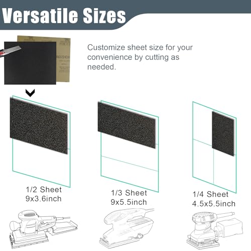 800 Grit Sand Paper, 9 x 11 Inch, 10 Pcs Wet Dry Sandpaper Sheets, Silicon Carbide for Wood, Metal, Automotive Sanding and Polishing, Waterproof and Durable - style: 800 Grit