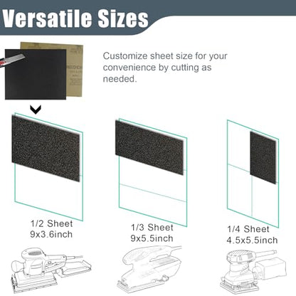 800 Grit Sand Paper, 9 x 11 Inch, 10 Pcs Wet Dry Sandpaper Sheets, Silicon Carbide for Wood, Metal, Automotive Sanding and Polishing, Waterproof and Durable - style: 800 Grit