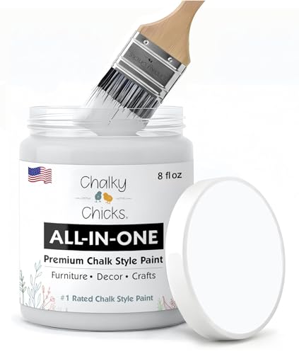 Chalky Chicks CottonTail 8 Fl Oz Chalk Paint for Furniture All in One - color: CottonTail (White), size: 8 Fl Oz (Pack of 1)