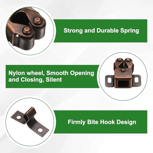 M METERXITY 4-Pack Double Roller Cabinet Latch, Red Bronze - color: Red Bronze