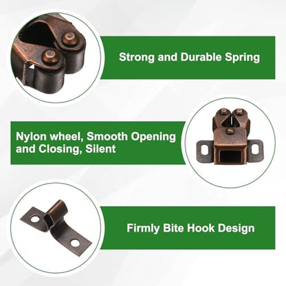 M METERXITY 4-Pack Double Roller Cabinet Latch, Red Bronze - color: Red Bronze