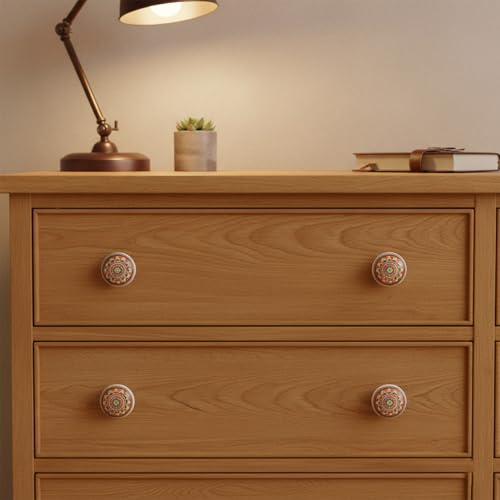 HUAMULAN Ceramic Knobs Boho Cabinet Pulls Drawer Door Handles 15 Pack - color: Pink Floral