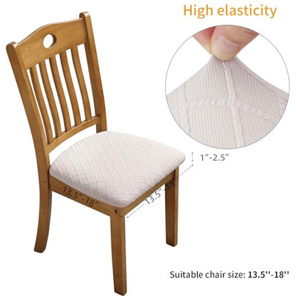 Fuloon Dining Chair Seat Covers Stretch Slipcovers, 6 Pack, Pale Beige - color: Pale Beige, size: Not Waterproof
