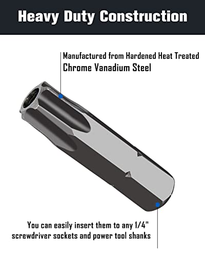 ROTATION 14-Piece Tamper Resistant Star Bits, Chrome Vanadium Steel, T5 - T40 Impact Grade Security Torx Bit Set, 1/4-inch Hex Shank - style: 14pc