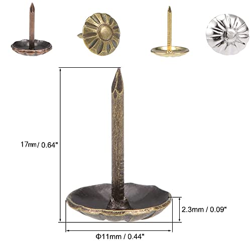 Antique Upholstery Tacks,120PCS,Furniture Tacks Nails,7/16 Inch Upholstery Nails for Sofa, Chair, Bed and Other Furniture (Gold) - color: Gold