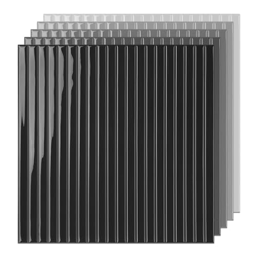Select 5 Pack Peel and Stick Backsplash Tiles, Vinyl Self Adhesive Back - color: Black, size: Linear Shape