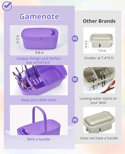 GAMENOTE Paint Brush Cleaner, Paint Brush Holder and Palette, Purple - color: Purple