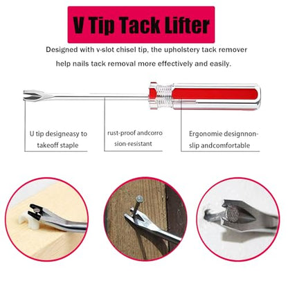 4-PCS Staple Remover - Staple Remover, Staple Lifter, Upholstery Staple Remover Upholstery Staple Remover Carpet Staple Remover & Pliers for Furniture, Floor, Wood, Photo Frames & Zipper Bag