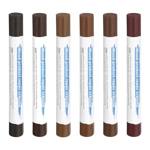 HARFINGTON Wood Filler Sticks 6 Colors Wooden Wax Touch Up Furniture Repair Crayons for Wood Brown, Rosewood, Wood, Teak, Brown Walnut - color: Exotic Woods Series