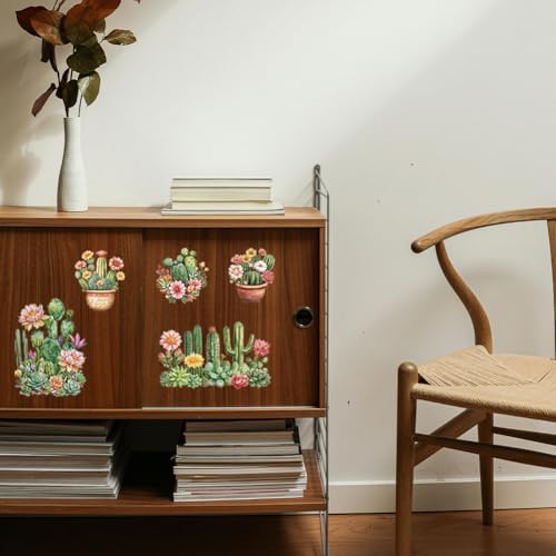 GLOBLELAND 3 Sheets Cactus Rub on Transfer for Furniture 6×12 inch - style: Cactus