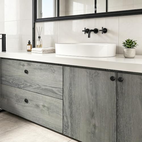 Livelynine Gray Wood Grain Contact Paper Peel Stick Wood Wallpaper Cabinets - color: Gray Oak, size: 15.8" x 78.8"
