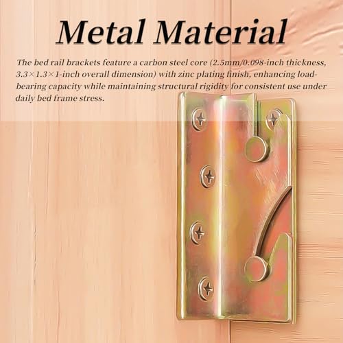 4PCS Bed Rail Brackets,Metal Bed Frame Bracket Hardware with Screw