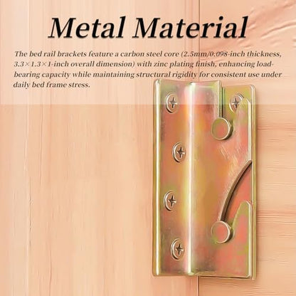 4PCS Bed Rail Brackets,Metal Bed Frame Bracket Hardware with Screw