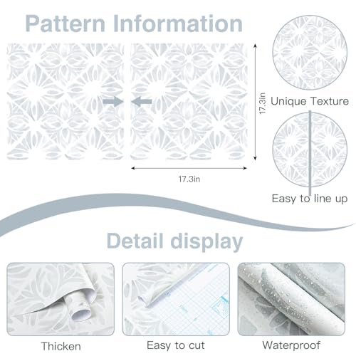 Blue Wallpaper Coastal Peel and Stick Wallpaper Boho 393"x17.3" Blue and White Wall Paper Geometric Contact Paper Textured Removable Vinyl Waterproof for Bathroom Bedroom Farmhouse Kitchen - color: White and Blue, size: 17.3" x 393"