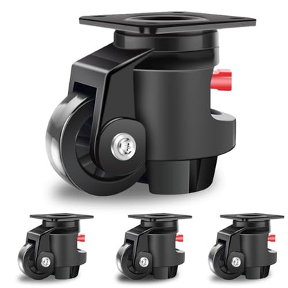 Nefish Leveling Casters Wheels with Ratchet Arm 6600 LBS, Heavy Duty Retractable Caster Wheel, Plate Swivel Workbench Castors, Durable Nylon Wheels & Leveling Feet for Machine, Industrial, Equipment - size: 100 F