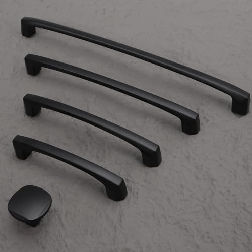 10 Pack 12-3/5 Inch(320mm) Kitchen Cabinet Handles Matte Black Cabinet Pulls Zinc Alloy Drawer Pulls Solid Kitchen Hardware - color: Matte Black, size: 12-3/5'' Hole Center(320mm)