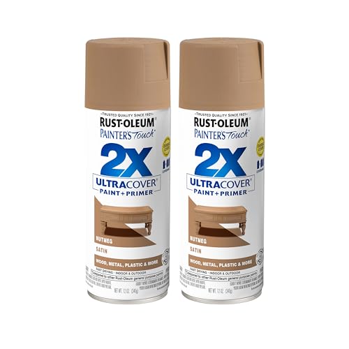 Rust-Oleum Painter's Touch 2X Ultra Cover Spray Paint, Satin Nutmeg - color: Satin Nutmeg, size: 12 Ounce (Pack of 2)