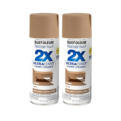 Rust-Oleum Painter's Touch 2X Ultra Cover Spray Paint, Satin Nutmeg - color: Satin Nutmeg, size: 12 Ounce (Pack of 2)