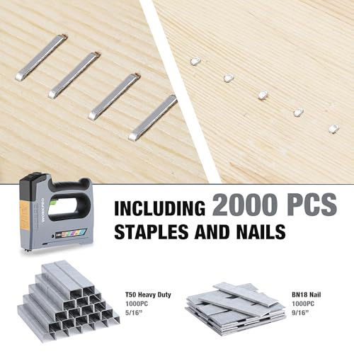 WORKPRO 3.6V 5-in-1 Cordless Staple Gun Kit, 2000 Staples and Nails