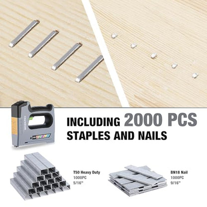 WORKPRO 3.6V 5-in-1 Cordless Staple Gun Kit, 2000 Staples and Nails