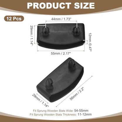 uxcell 12 Pcs 55mm x 12mm Plastic Bed Slat End Caps, Bed Slat Cover Black - color: Black, size: 55mm x 12mm