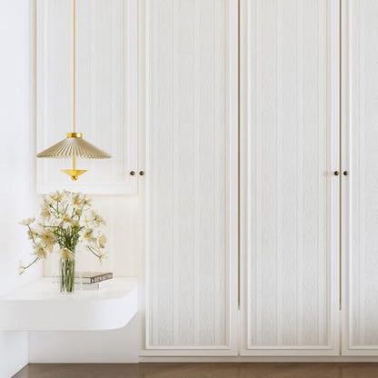 JiffDiff White 3D Embossed Textured Peel Stick Wallpaper 17.3"x120" - color: White, size: 17.3" x 120"